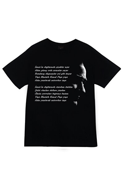 fame-stoned Gazi Mustafa Kemal Ataturk Štampano Unisex 100% pamuk Crna T-shirt