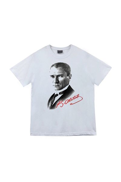fame-stoned Μπλουζάκι Gazi Mustafa Kemal Atatürk με στάμπα Unisex 100% βαμβακερό λευκό