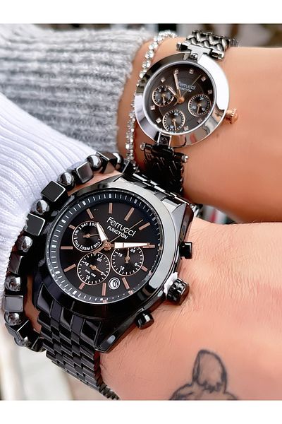 Ferrucci Lover's Couple Wristwatches with Steel Cord Function 3 Atm Waterproof with 2 Years Warranty