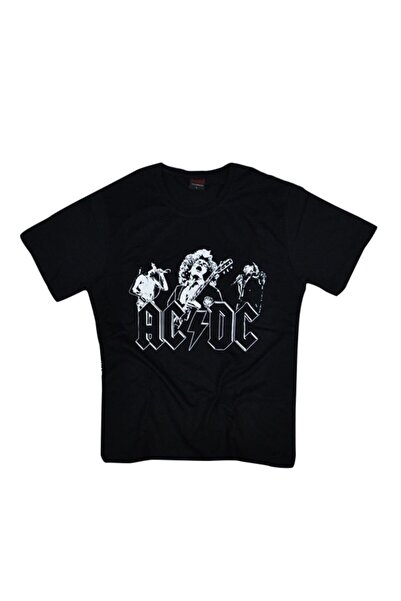 fame-stoned Muške crne AC-DC Štampano T-shirt