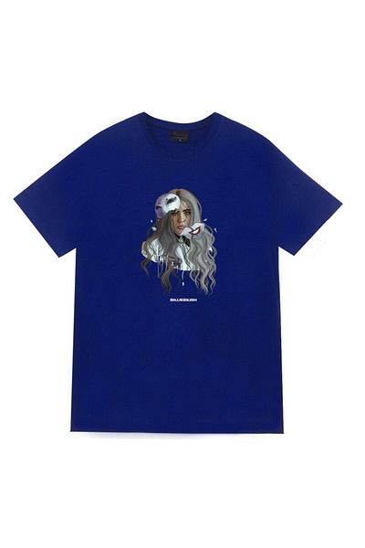 fame-stoned Μπλουζάκι Billie Eilish Printed Unisex 100% Cotton Blue T-shirt
