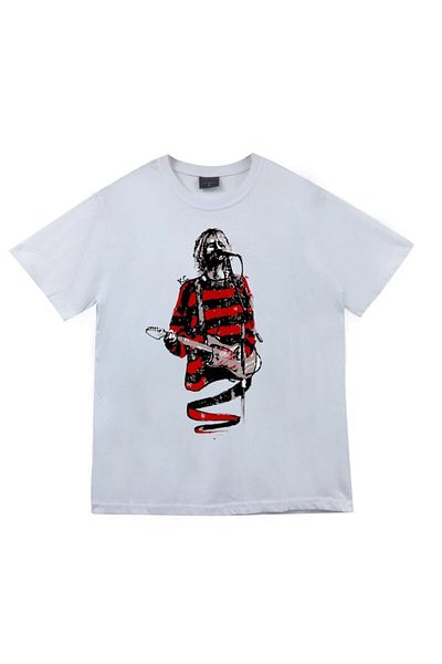 fame-stoned Tricou alb unisex cu imprimeu Nirvana 100% bumbac