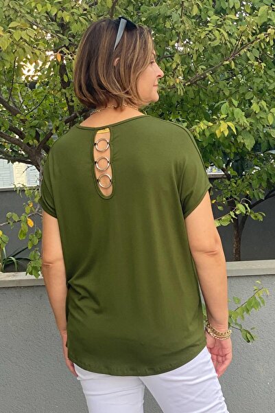 Mia Butik Plus Size Green Minnoş Blouse