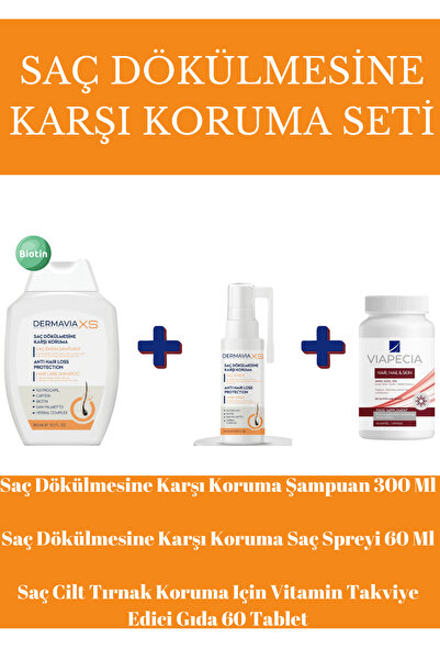Dermavia Dökülme Karşıtı 3'lü Saç Bakım Seti - Şampuan, Sprey ve Tablet ile G...