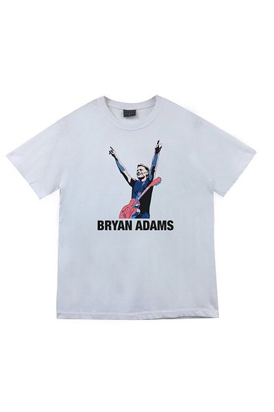 fame-stoned Tricou alb unisex 100% bumbac cu imprimeu Bryan Adams