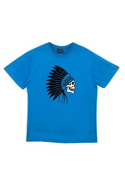fame-stoned Μπλουζάκι Unisex με στάμπα ιθαγενών Αμερικανών 100% βαμβακερό μπλε