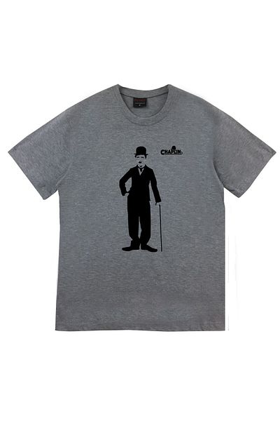 fame-stoned Μπλουζάκι Unisex Grey Charlie Chaplin Printed