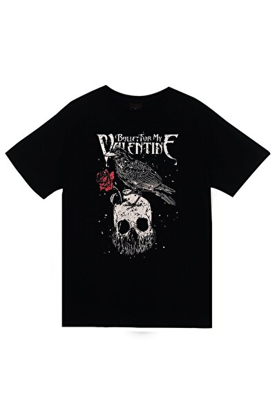 fame-stoned Bullet For My Valentine Baskılı Unisek% 100 Pamuk Siiah majica