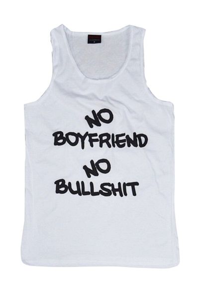 fame-stoned Μπλουζάκι No Boyfriend No Bullshit Printed Zero Sleeve T-shirt