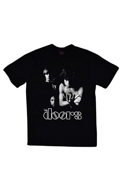 fame-stoned Унисекс тениска с щампа The Doors, 100% памучна, черна