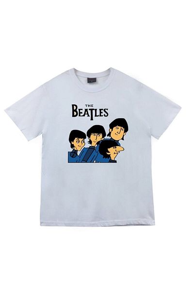 fame-stoned The Beatles Printed Unisex 100% βαμβακερό λευκό μπλουζάκι
