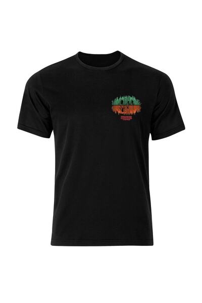 fame-stoned Stranger Things Štampano Unisex 100% pamuk Crna T-shirt