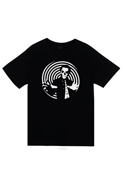 fame-stoned Ghost Printed Unisex 100% βαμβακερό μαύρο μπλουζάκι