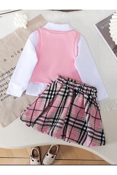 bir dünya çocuk İpekki̇ds Girl's Wildish Skirt Camisole Sweatshirt Poplin Shirt Combin