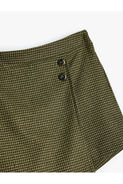 Koton Düğme Detaylı Ekoseli Kruvaze Şort Etek