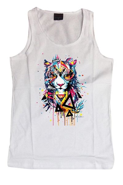 fame-stoned Μπλουζάκι Unisex Grey Tiger Printed Zero Sleeve