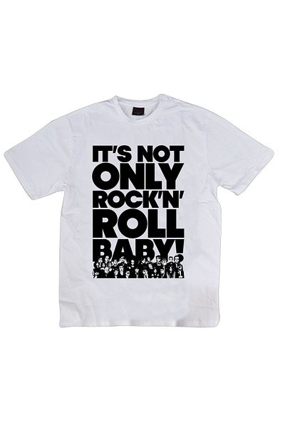 fame-stoned Μπλουζάκι Rock And Roll Printed Unisex 100% Cotton Λευκό T-shirt