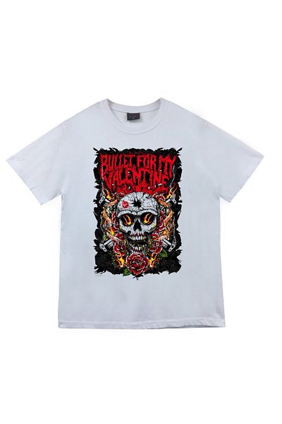 fame-stoned Bullet For My Valentine Printed Unisex 100% βαμβακερό λευκό μπλουζάκι