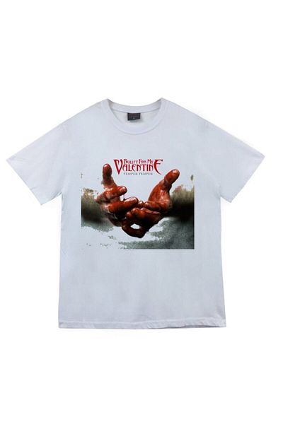 fame-stoned Bullet For My Valentine Printed Unisex 100% βαμβακερό λευκό μπλουζάκι