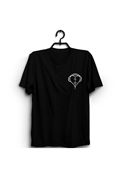 fame-stoned Crne slušalice, muzika srčanog ritma Štampano T-shirt
