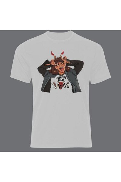 fame-stoned Stranger Things Printed Unisex 100% βαμβακερό λευκό μπλουζάκι