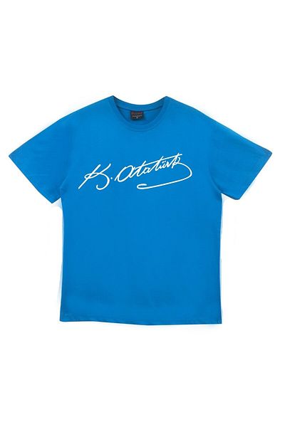 fame-stoned Μπλουζάκι Unisex Blue K.ataturk Signature Printed