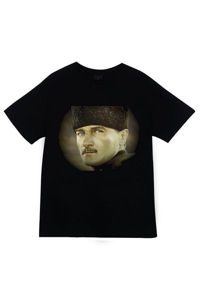 fame-stoned Μπλουζάκι Gazi Mustafa Kemal Atatürk με στάμπα Unisex 100% βαμβακερό μαύρο