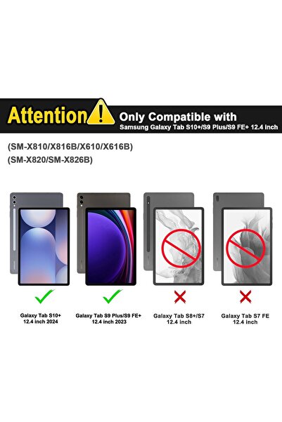 MMP SHOP Samsung Galaxy Tab S9 Fe Plus / S10 Plus / S9 Plus Compatible Sleep Mode Pen Compartment Keyboard Case