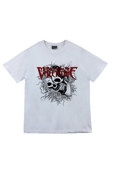 fame-stoned Bullet For My Valentine Printed Unisex 100% βαμβακερό λευκό μπλουζάκι