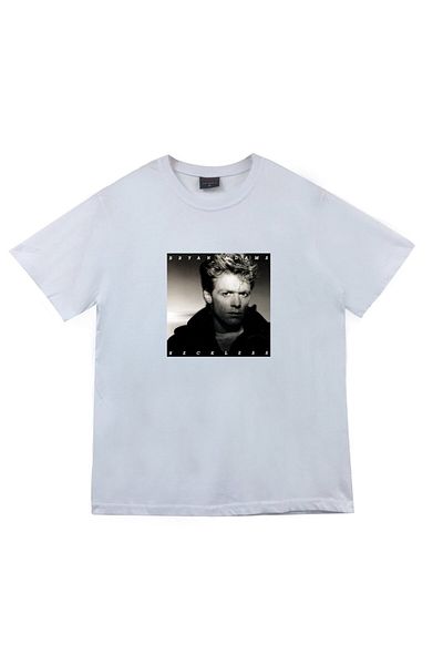 fame-stoned Tricou alb unisex 100% bumbac cu imprimeu Bryan Adams