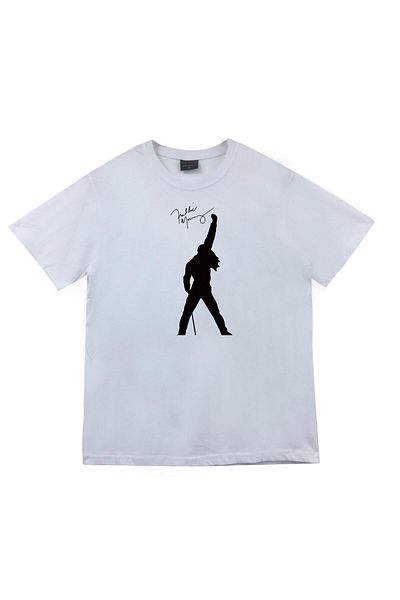 fame-stoned Λευκό μπλουζάκι Queen Printed Unisex 100% βαμβάκι