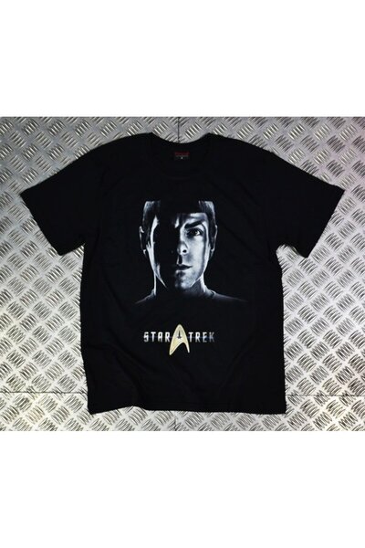 fame-stoned Unisex crni Star Trek Štampano T-shirt