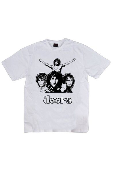 fame-stoned The Doors Printed Unisex 100% βαμβακερό λευκό μπλουζάκι