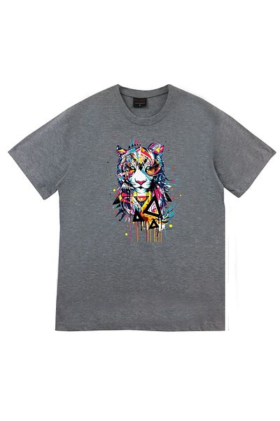 fame-stoned Μπλουζάκι Unisex Grey Tiger Printed