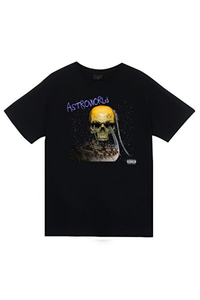 fame-stoned Travis Scott Štampano Unisex Crna T-shirt - Astraworld