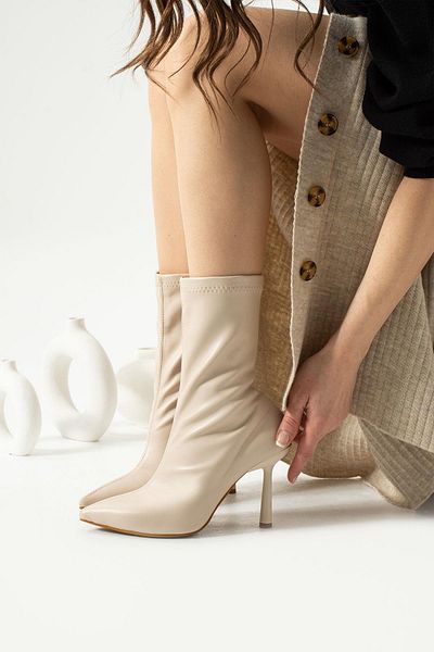 MissPapatya Γυναικείες μπότες Terry Comfortable Fit Beige