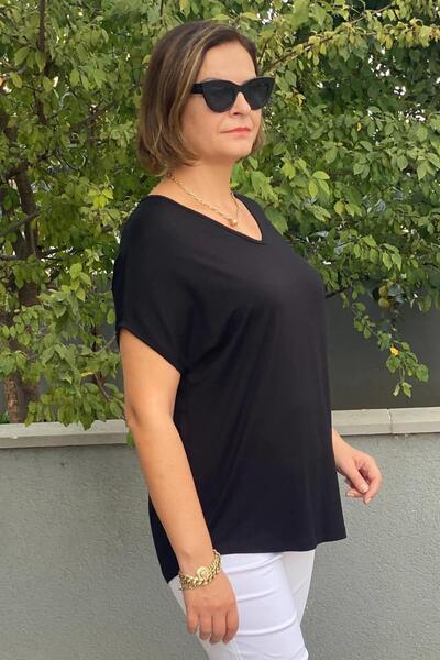 Mia Butik Plus Size Black Minnoş Blouse