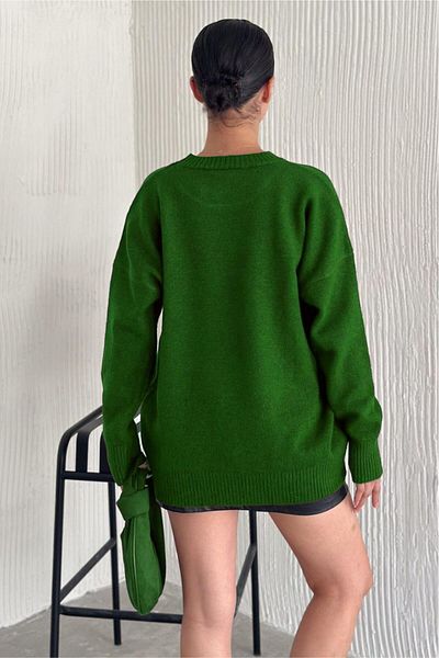 FEMELLE Pulover de damă Benetton, verde, mărime standard, tricotaj supradimensionat