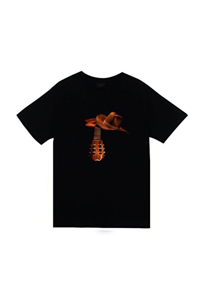 fame-stoned Unisex crni kauboj Štampano T-shirt