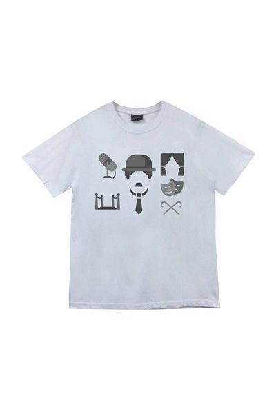 fame-stoned Μπλουζάκι Unisex White Charlie Chaplin Printed