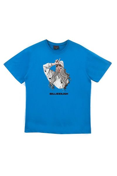 fame-stoned Μπλουζάκι Billie Eilish Printed Unisex 100% Cotton Blue T-shirt
