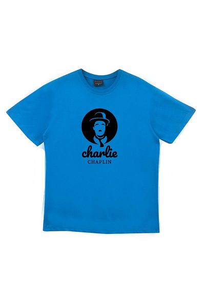 fame-stoned Μπλουζάκι Unisex Blue Charlie Chaplin Printed