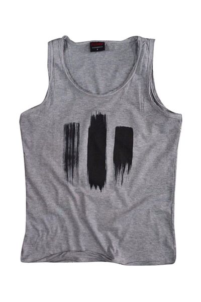 fame-stoned Μπλουζάκι Unisex Grey Paint Printed Zero Sleeve