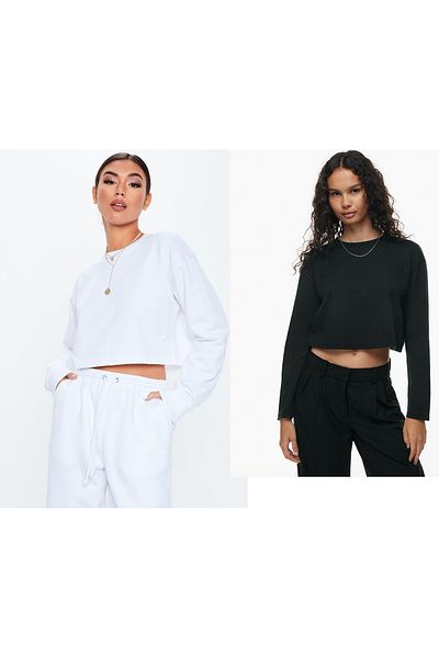 ÖZ PAMUK Self Cotton 2-Piece Crew Neck Oversize Crop Sweatshirt