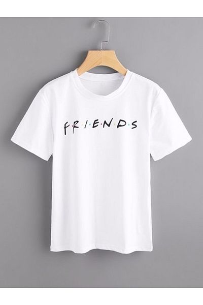 fame-stoned Friends TV Series Printed Unisex 100% βαμβακερό λευκό μπλουζάκι