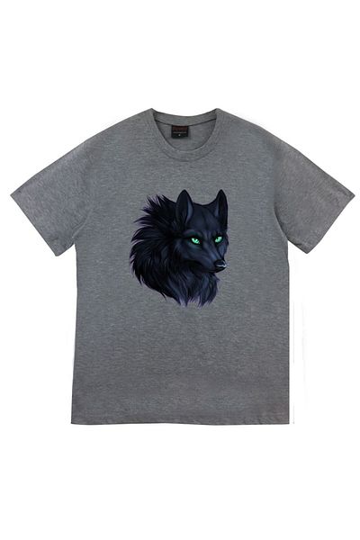 fame-stoned Μπλουζάκι με στάμπα Wolf Unisex 100% Cotton Grey