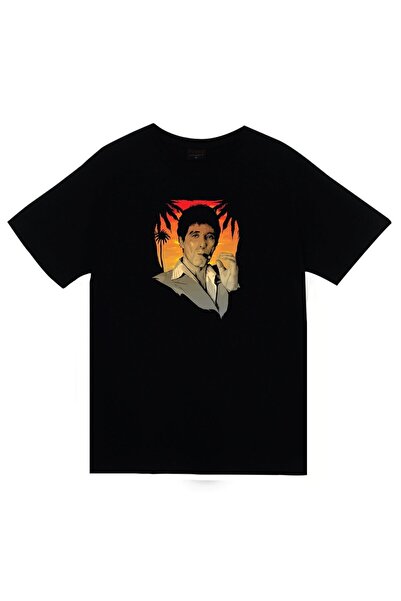 fame-stoned Unisex crna maska Scarface Tony Montana T-shirt