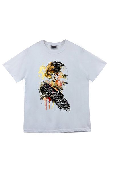 fame-stoned Μπλουζάκι Gazi Mustafa Kemal Atatürk με στάμπα Unisex 100% βαμβακερό λευκό
