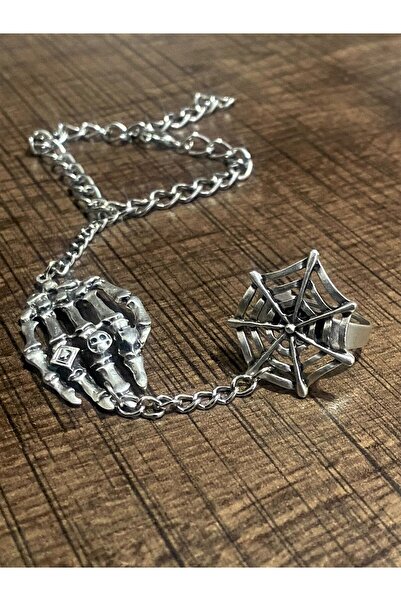 oldskoolbutik Punk Gümüş İskelet Ağ Şahmeran