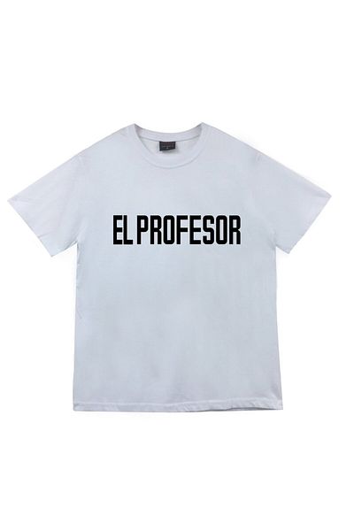fame-stoned Μπλουζάκι χειρός Professor La Casa De Papel με στάμπα Unisex 100% βαμβακερό λευκό